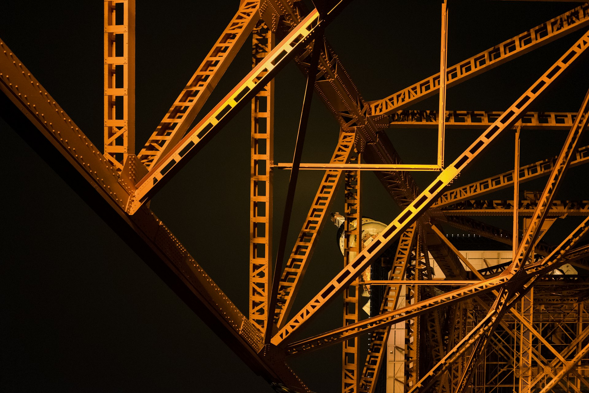Detail of an interlocking structural steel frame